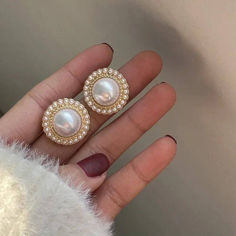 Fashion Bohemian Big Imitation Pearl Stud Earring Mascot Ornaments For Women Valentine's Accessories Gift Wholesale