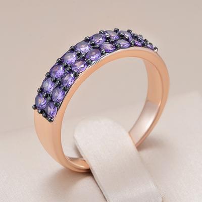 Full Shiny Purple Natural Zircon Wedding Ring For Women  Rose Gold And Black Gold Plating Vintage Daily Fine Jewelry