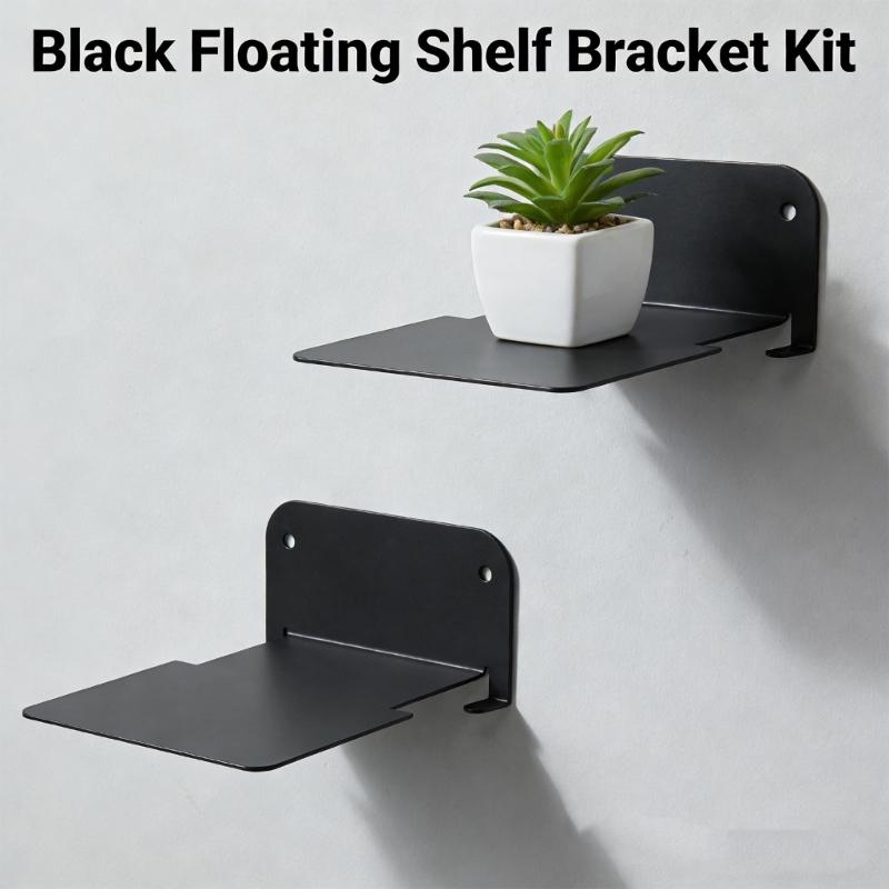 Minimalists Black Metal Floating Shelf Ideal Stylish Home Decoration Storage Solution