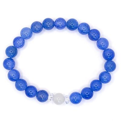 Seventh Stone Natural Stone Bracelet, Blue Dragon Agate, 8mm, Inner Diameter 16cm, for Men and Women