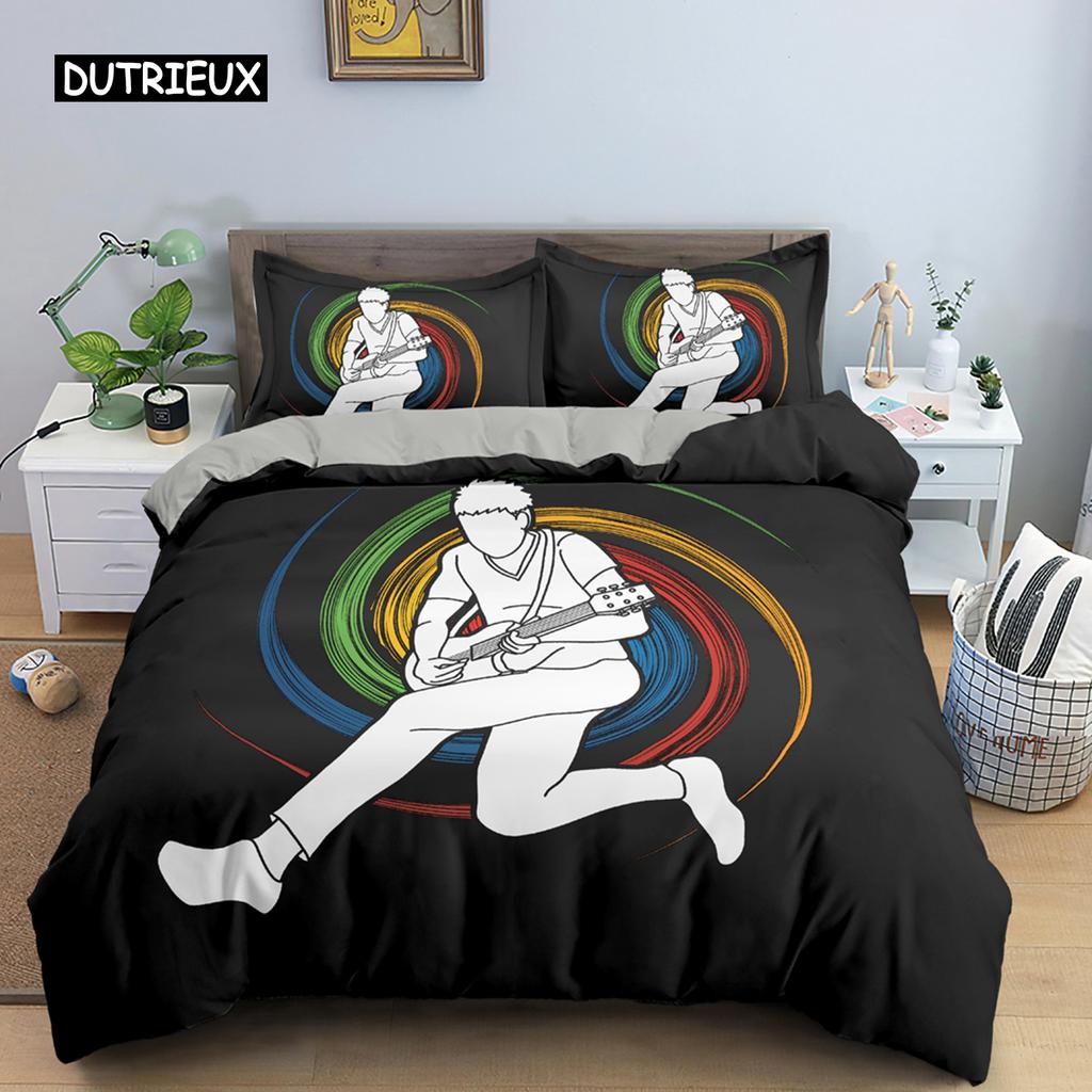 Sport Player King Queen Duvet Cover Skiing Action Bedding Set Teens Adults Extreme Sport Soft Black 2/3pcs Polyester Quilt Cover