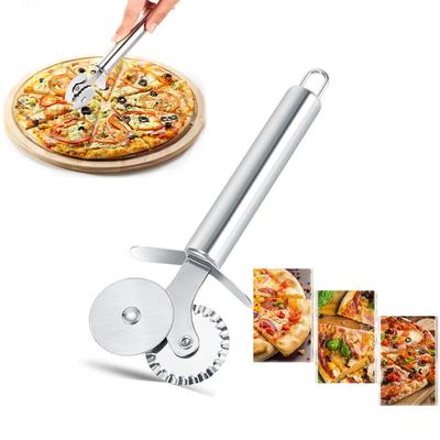 Mutfak Aksesuarları Pizza Hamuru Makarna Pasta Bıçağı Paslanmaz Çelik Pizza Bıçağı Çift Tekerlekler Ocak Kesici