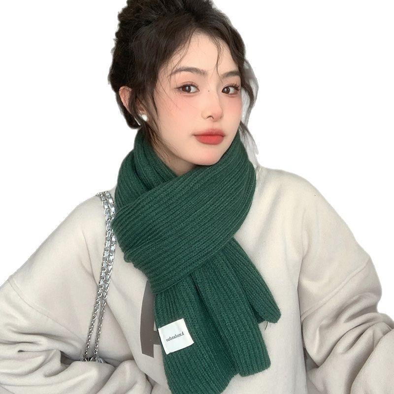 

Новый красный шарф женский зимний новый ощущение высокого класса Рождественский теплый утолщенный шерстяной шарф тренд 180cm*40cm темно-зеленого