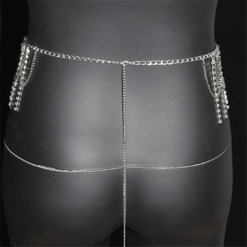 Elegant Rhinestones Body Chain Waist Jewelry For Women Tassels Waist Chain Party Dress Accessory Stage Performances Props
