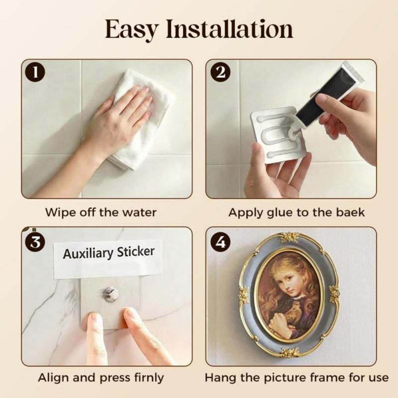 No Drilling Wall Hook Metal Hanging Picture Holder Organizers Without Damaging Wall for Photo Display Easy Installation