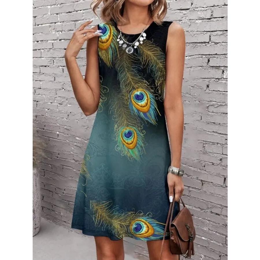 Ladies' New Summer with Stylish Printed Sleeveless Dress A-Line Casual Spring And Summer Vest Dresses Y2K Fitted Flowing Dress