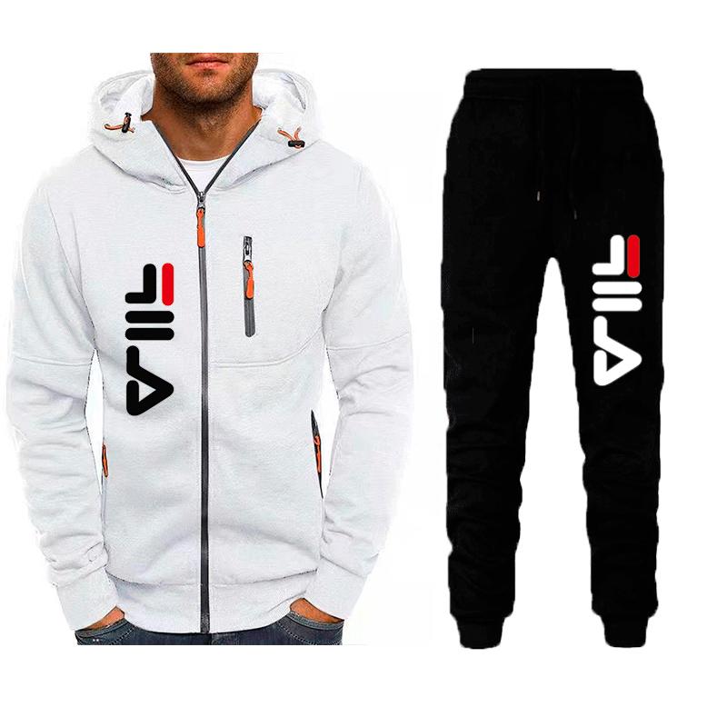 Set da 2 pezzi Tuta da ginnastica Uomini Jogging Set da uomo a righe Tuta  sportiva Con cappuccio con cerniera maschile + pantaloni Abbigliamento  sportivo Ragazzo acquista in modo economico — spedizione