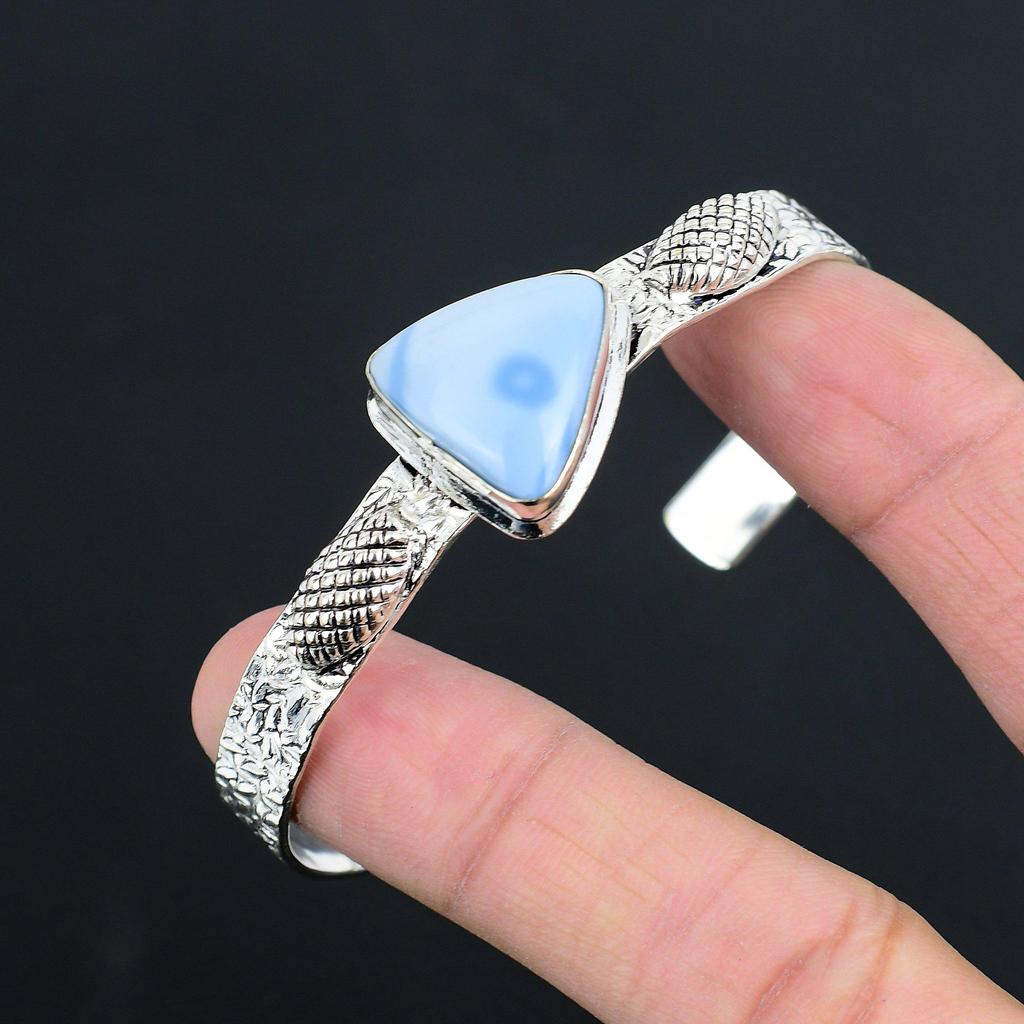 Friendship Day Sale Owyhee Blue Opal Gemstone Sterling Silver New Bangle Jewelry