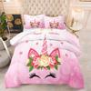 Cartoon Unicorn Three-piece Set Digital Print Fluffy Duvet Cover