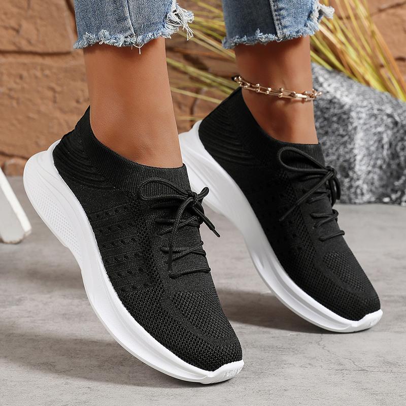 Fashion Spring Autumn Comfortable Sports Shoes for Women Lightweight Breathable Knitted Sneakers Woman Thick Sole Slip On Casual Shoes