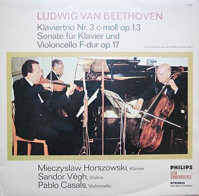 Disco LP LUDWIG VAN BEETHOVEN - Trio para Piano nº. 3 Dó menor Op.1,3 77059 Philips 1968 Alemanha Clássico Usado