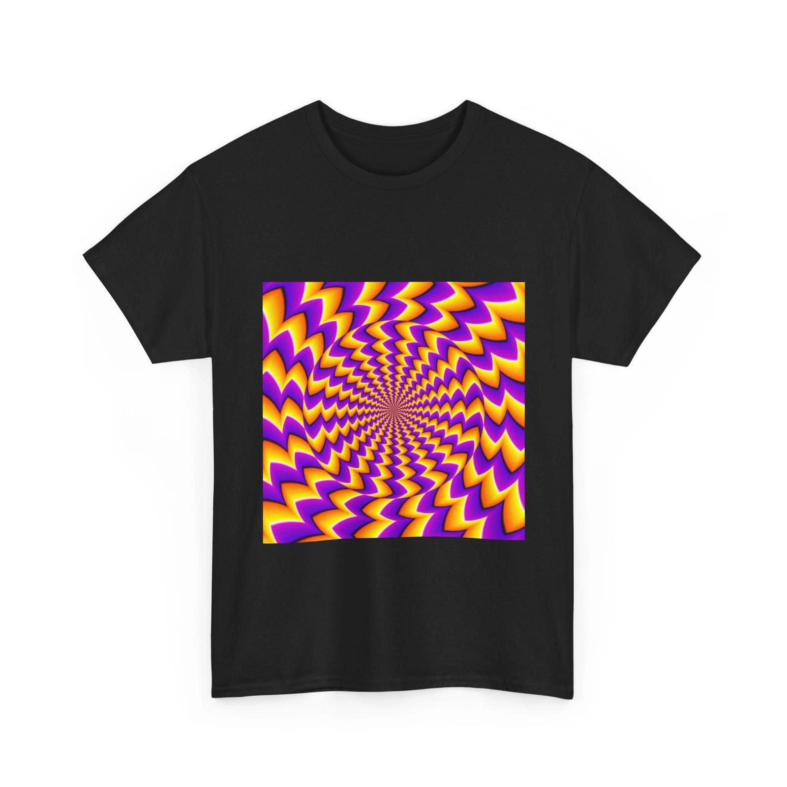 Psychedelic Spiral Optical Illusion Tee | Retro Purple Yellow, Cool T-Shirt L