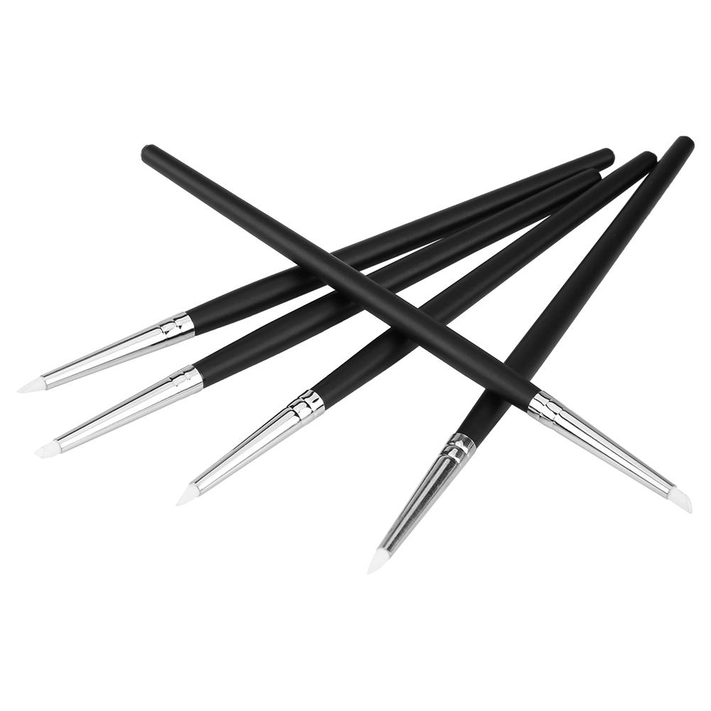 5pcsCelsiusset Silicone Soft Head Clay Pottery Moulding Pen   Craft Tool(black head)