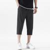 Men Cropped Pants Elastic Waistband Drawstring Quick-Drying Breathable Fit Fabric Loose Design Sports Leisure Pants