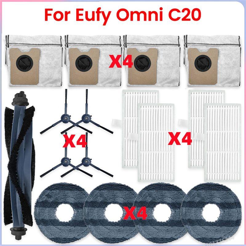 

AEE4-For Eufy Omni C20 Vacuum Parts Main Roller Side Brush Hepa Filter Mop Cloth Dust Bag Accessories
