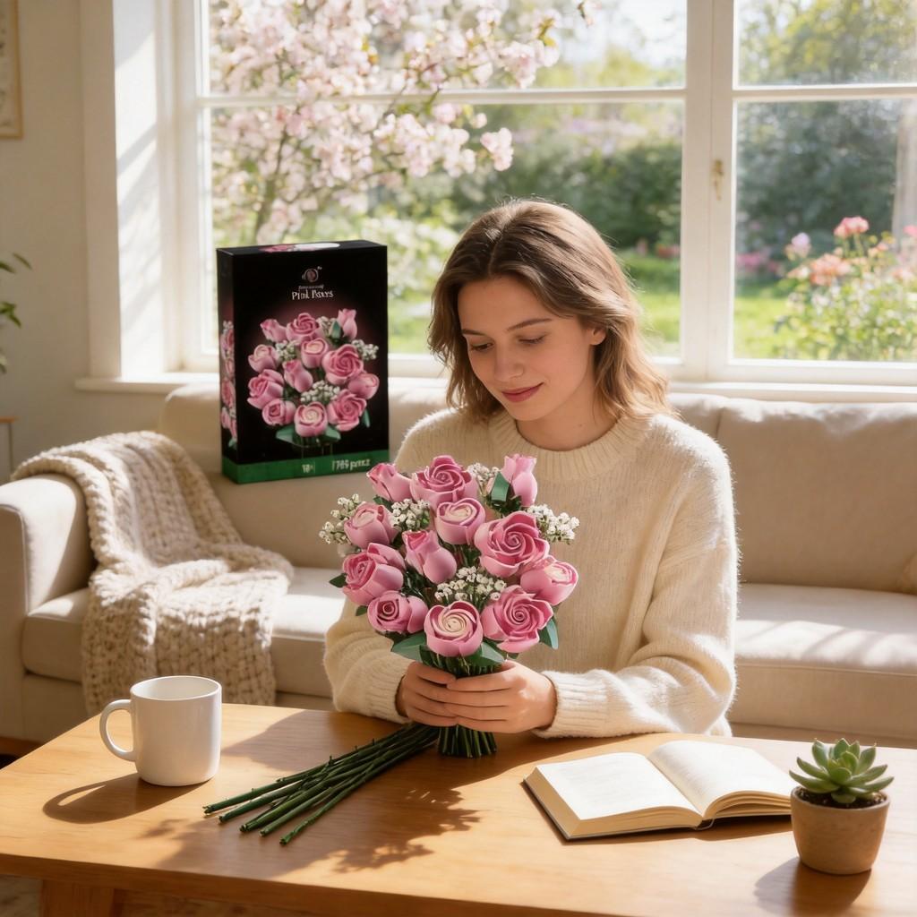 Set di Costruzione Compatibile con Fiori Secchi Per Regalo Romantico Decorazione per la Casa
