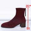 Fashion Solid Color Office High Heels Women's Boot 2024 New Winter Women's Square Toe Suede Ankle Boots Back Zipper Ladies Shoes
