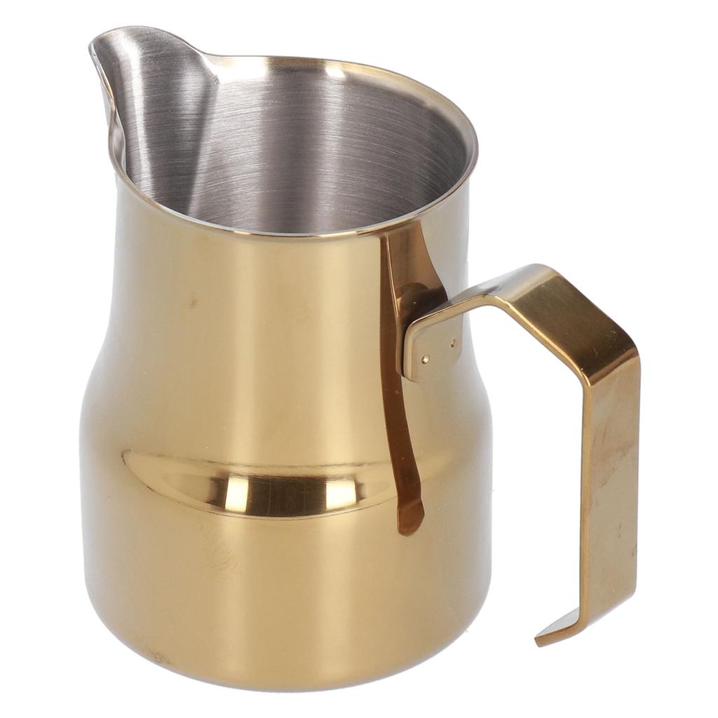 Milk Frothing Cup Stainless Steel Potbellied Fancy Coffee Frothing Jug Pitcher for Home Office(Gold 350ml)