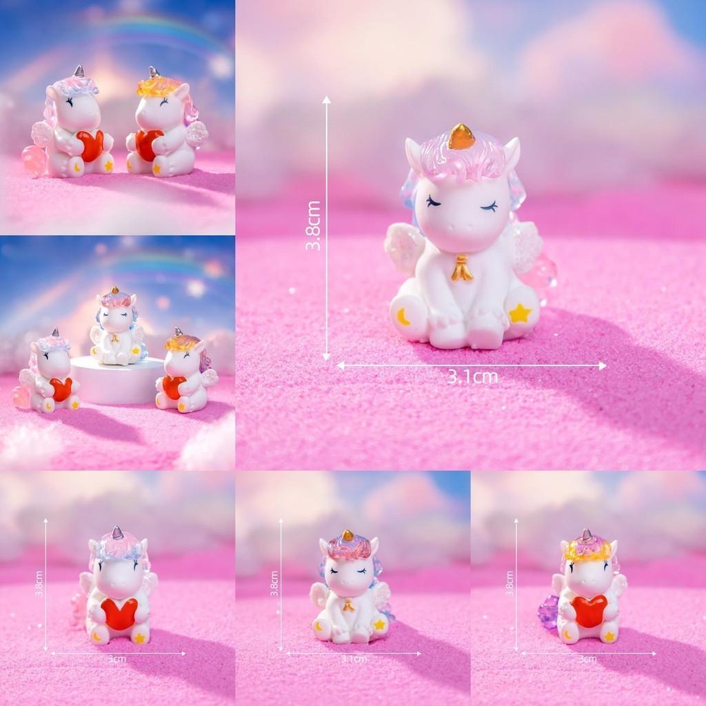 Whimsical Miniature Resin Unicorn Figures For Car Dashboard And Home Decor Blue Red Yellow Pink