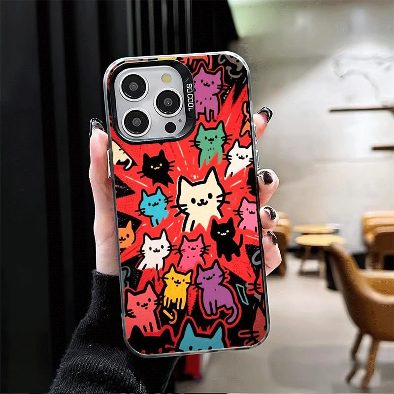 Cartoon Cute Cats Theme Soft Phone Case for iPhone 15 16 17 Pro Max 17Air 16E 14 Plus 13 12 Mini Shockproof Cover Back Shell