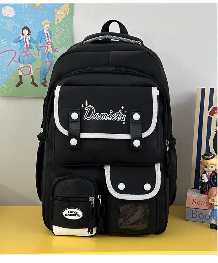 School bag summer new academic style cute large capacity school bag casual versatile backpack simple lightweight sweet backpack