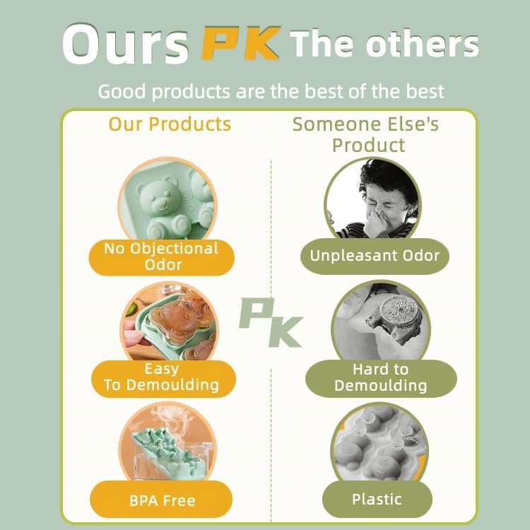 Bear Ice Pop Molds Cartoon Molds Silicone Homemade Frozen Baby Molds Maker Bpa Free Reusable Easy Unmold