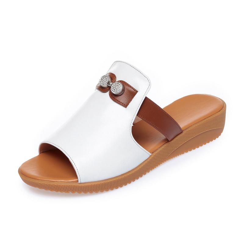 Fashion AIYUQI Women's Slippers Wedge 2025 New Genuine Leather Women Summer Slippers Mom Large Size 41 42 43 Anti-Slip Women Slippers