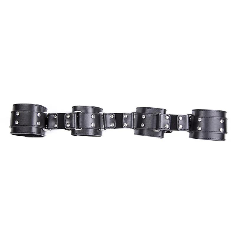 Manyjoy PU Leather Bondage Open Leg Bar Hand Cuffs Ankle Thigh Cuffs Bondage Shackles Open Leg Cuffs Erotic Sex Toys for Couple