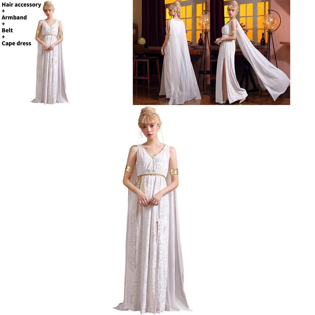 European Fantasy Costume For Women With Deep V Neck And Slit Skirt For Halloween Parties