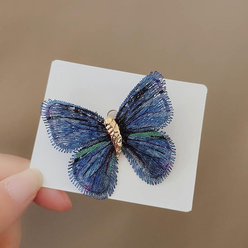 Verlaufende gestickte Schmetterlings-Brustblume Vintage Brosche für Damen Unisex Exquisite Kleidung Taschen-Accessoires Anstecknadeln Schmuck