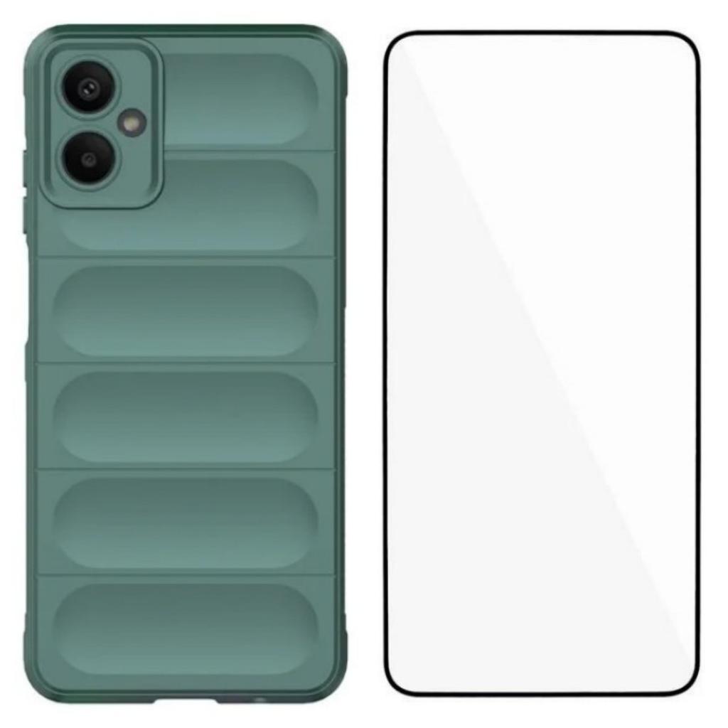 For Samsung Galaxy A06 5G TPU Case WANLONFENG HD Series Anti Slip Phone Cover with Tempered Glass