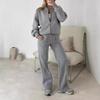 Women's Casual Sportswear Set Zip-Up Hoodie with Wide Leg Pants In Army Green, Dark Green, Gray, Brown, Beige