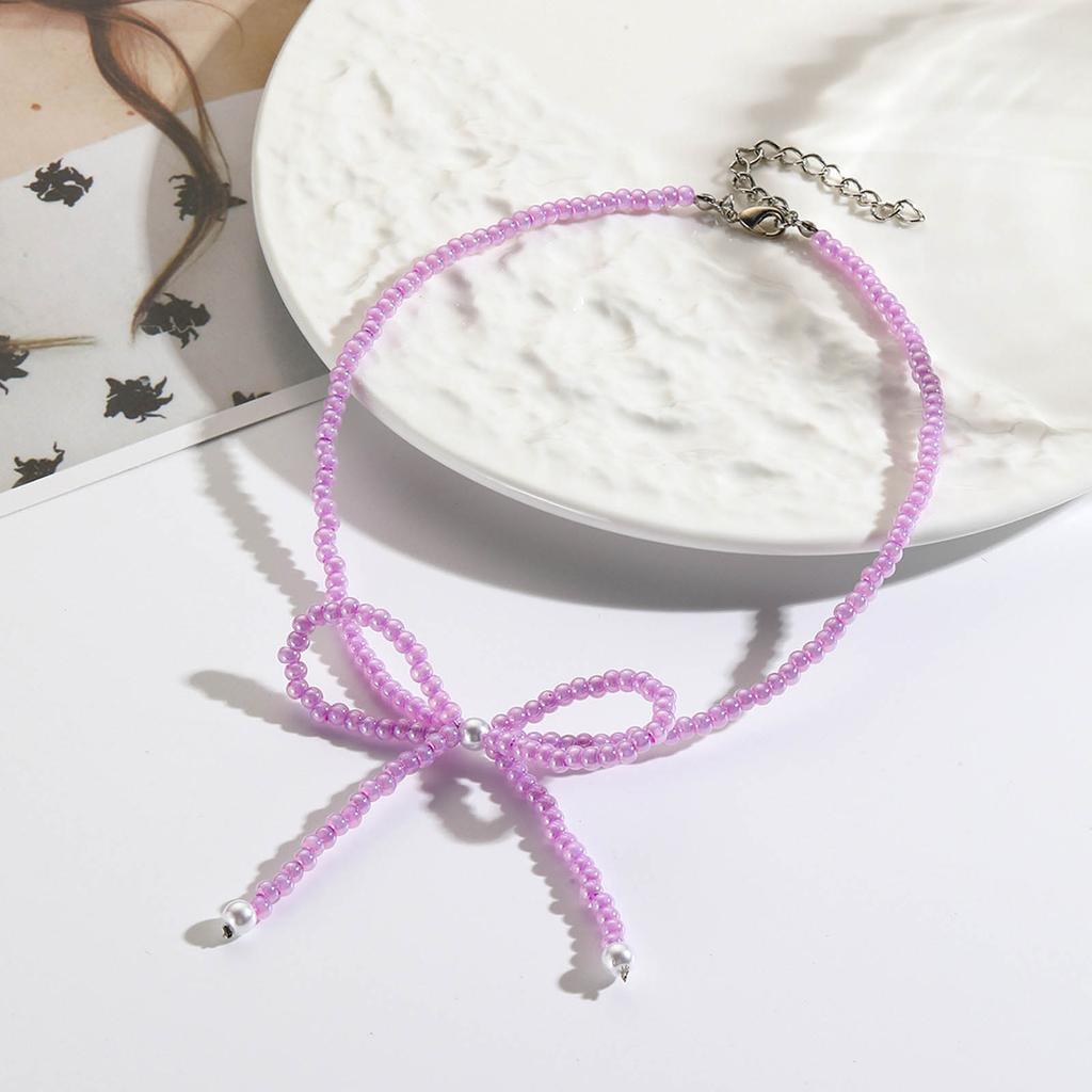 Butterfly Bow Necklace Bowknot Pendant Collarbone Chain Adjustable Length Neckchain Collarbone Chain for Women Girls