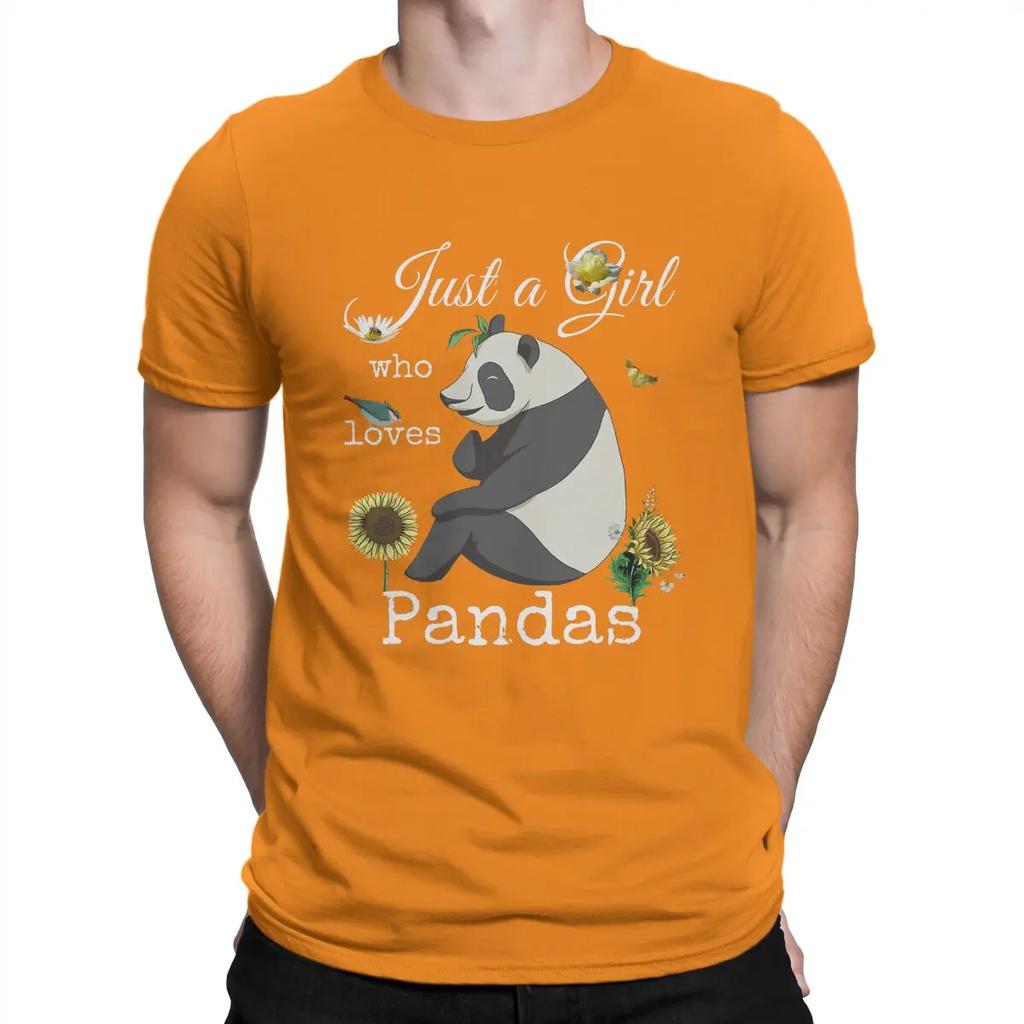 Just Girl Who Loves Pandas Sunflower Floral Kawaii Panda TShirt Kawaii Anime Panda Crewneck Tops Cotton T Shirt Humor Unisex