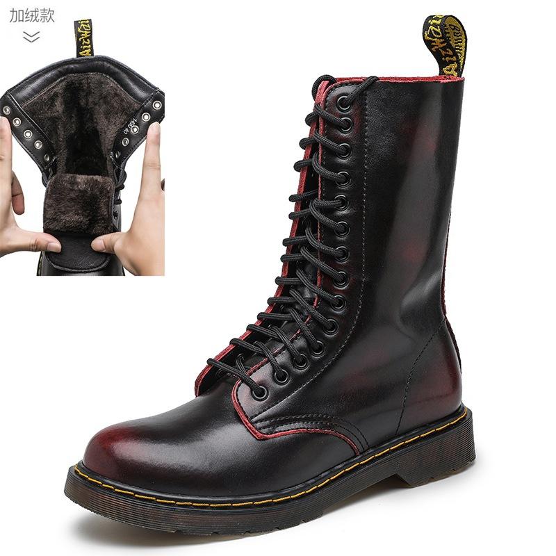 Neue 14-Loch Paar Leder High-Top Martin Stiefel Werkzeug Armee Herren Hohe Lokomotive Damen Stiefel