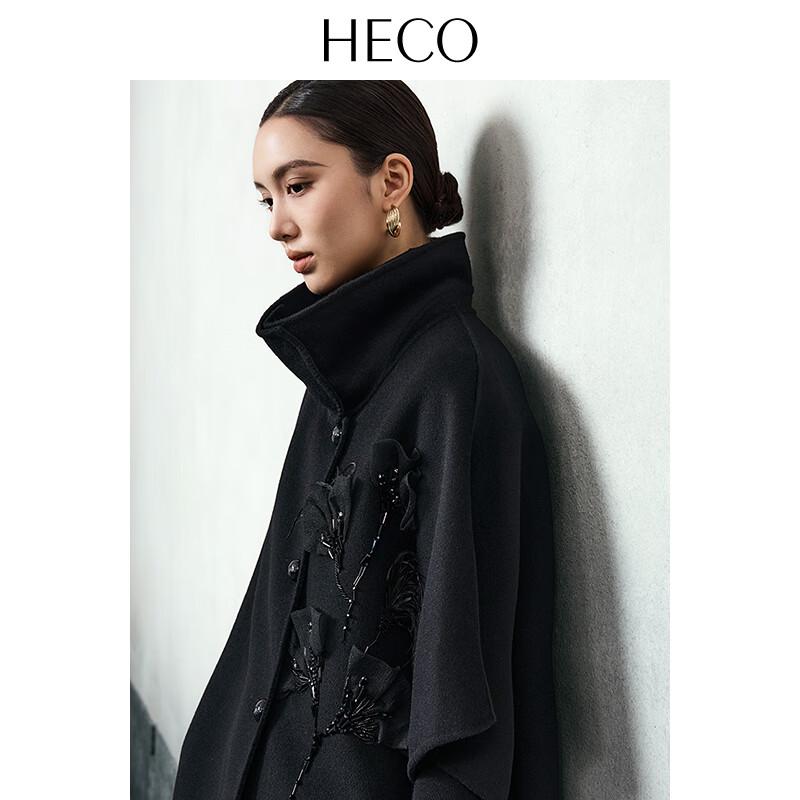 HECO Women's Chinese Style Embroidered Wool Coat