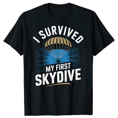 First Skydive Funny Skydiving Parachute Sky Diving TShirt Unisex Clothing T Shirt Cotton Short Sleeve Oversized Loose Tshirt Tops