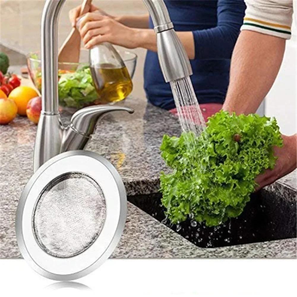 Kitchen Sink Garbage Filter Mesh Anti-block Sink Hair Food Catcher Reusable Stainless Steel Sink Drain Filter Net Easy Clean