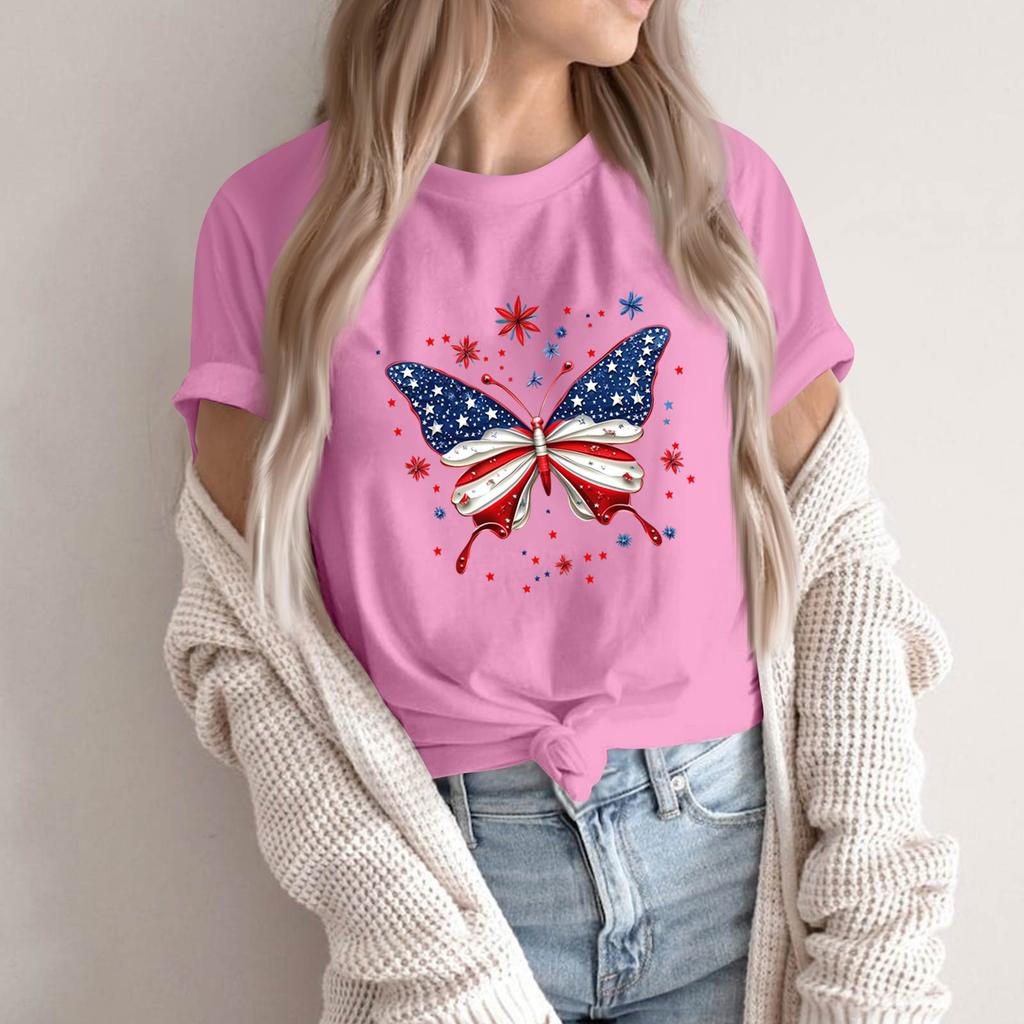 Women's Round Neck Printed Short-sleeved T-shirt Top