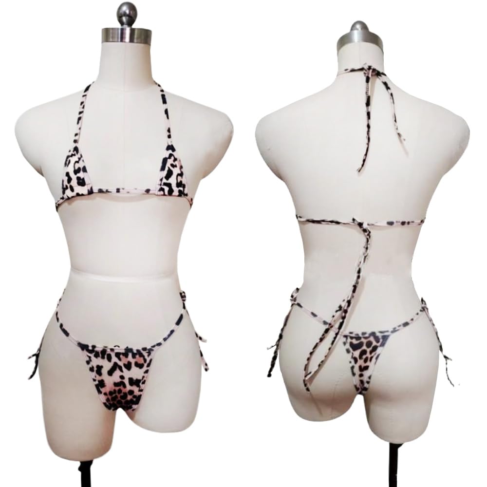 Cosplay Sexy Cute Animal Pattern Micro Bikini Extreme Sheer Swimsuit Style Costume Halter Neck String Panties Tiny Micro Bikini Erotic Sheer Adult