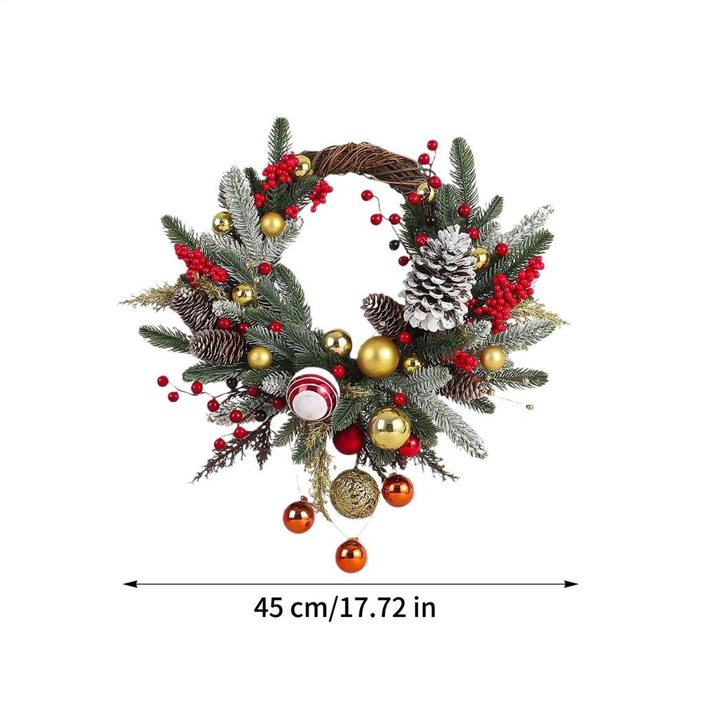 45cm Diameter Christmas Wreath Decorative Garland Keepsake Decorations Wreath For Indoor Outdoor Wall Window Porch Garage House