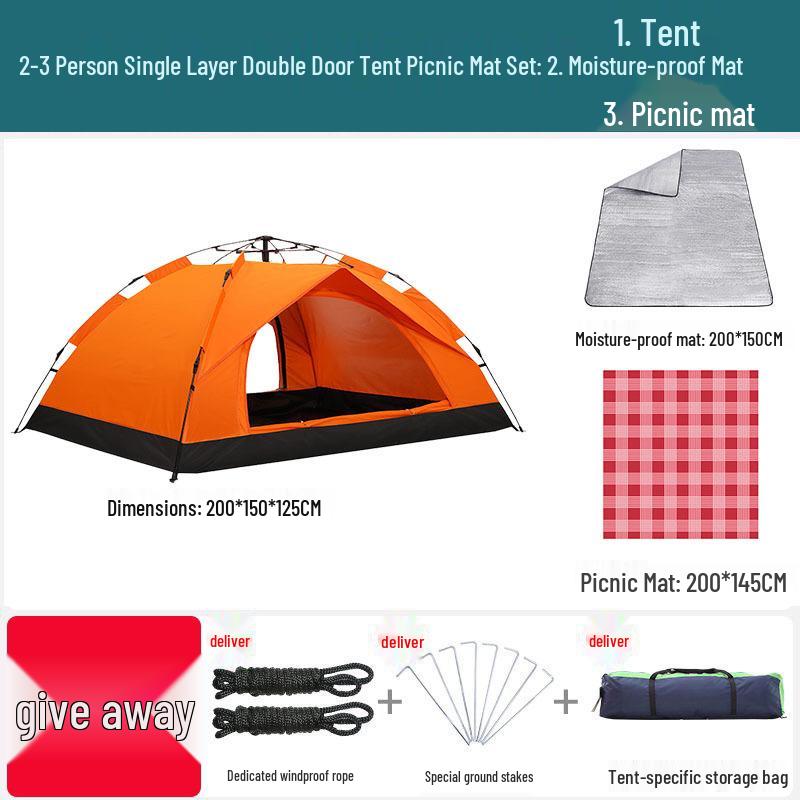 Double Person Automatic Tent: Thickened, Rainproof & Sun-Protective for Outdoor, Wild Camping or Beach Use