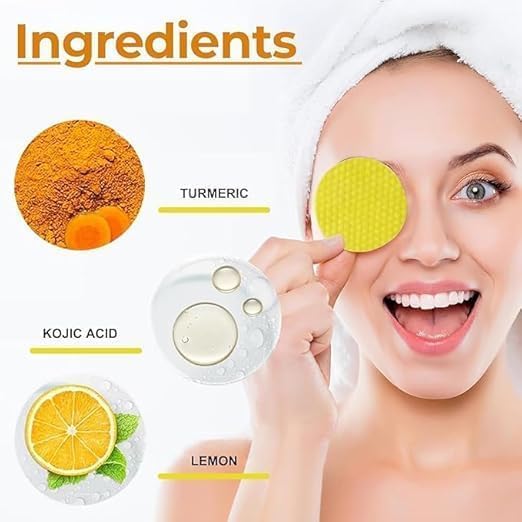 Khedu Fab® Kojic Acid and Turmeric Cleansing, Turmearic Cleansing Pad with Vitamin B5, Vitamin C, Turmeric Infused Foaming Exfoliating Pad, Turmeri