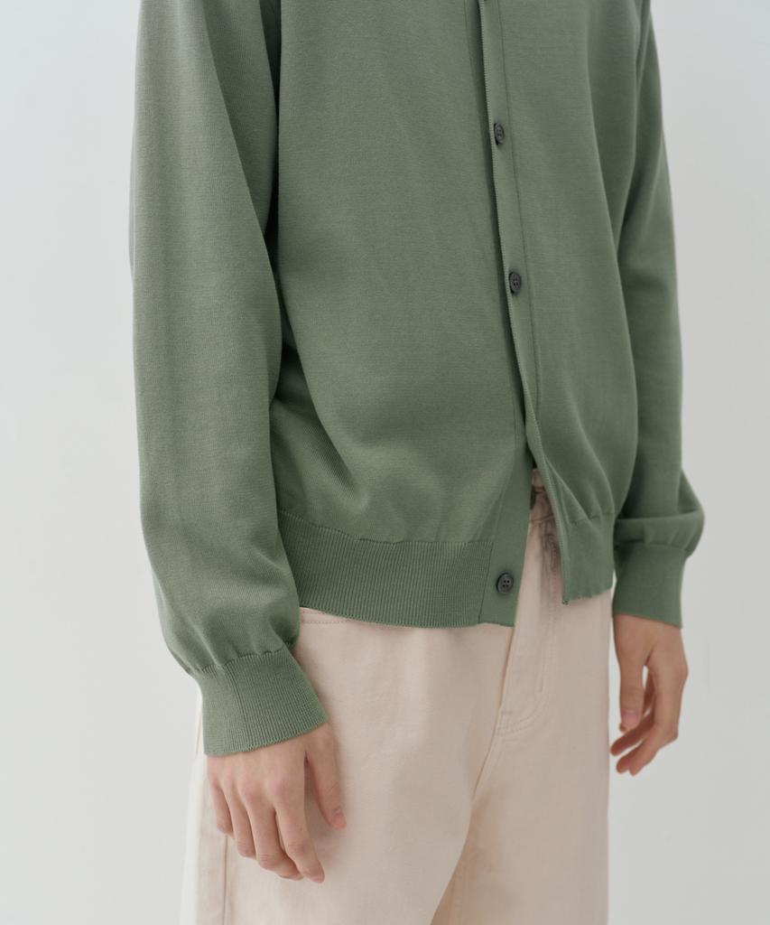 Musinsa Standard Washable Supima Cotton Round Neck Cardigan [Light Khaki]