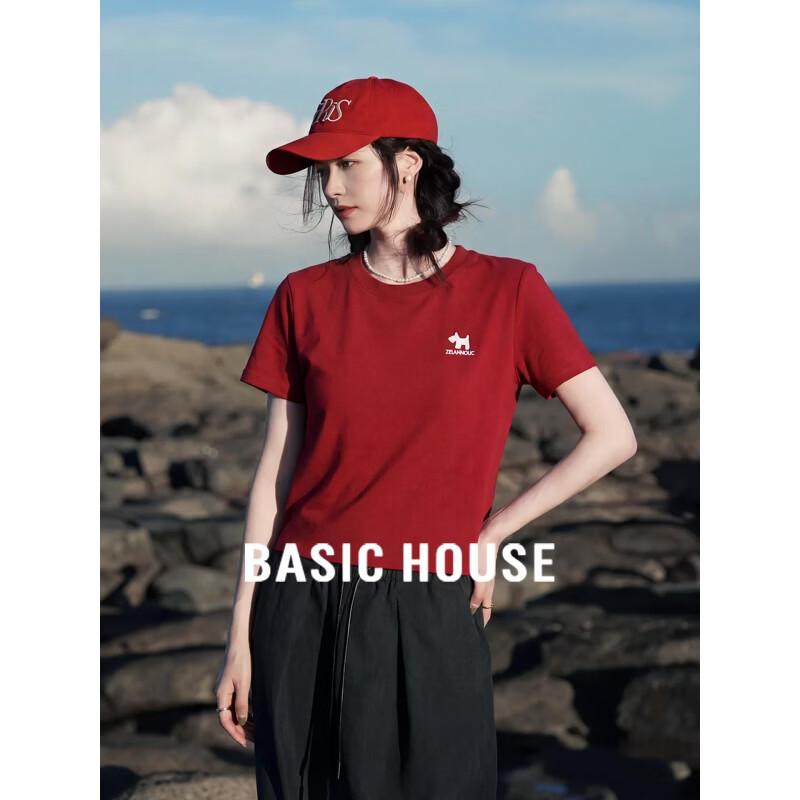 Basic House Women s Letter Print Crew Neck Short Sleeve T-Shirt One Size