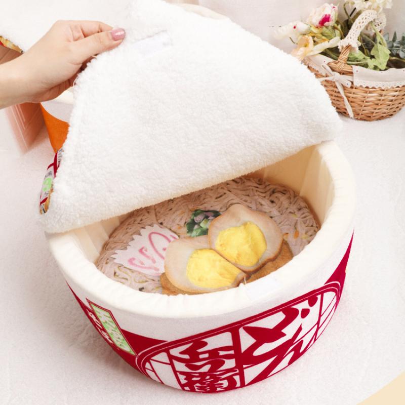 Nudelförmiges, mit Fleece gefüttertes Haustierbett, warm, atmungsaktiv, abnehmbar, rund, Katzennest, Klappbezug, universeller Hundezwinger für alle Jahreszeiten