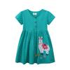 2025 European Style Girls' Summer Animal Cartoon Embroidery Princess Knitted Dress