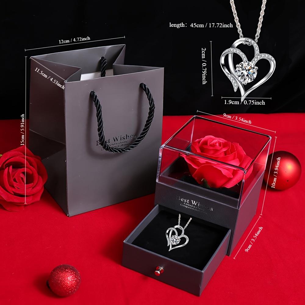 1 Set Elegante Plastik Konservierte Rose Geschenkbox mit Herzförmigem Halsband, Ideal für Valentinstag, Muttertag, Geburtstag