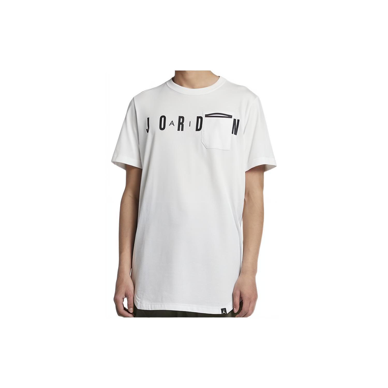 Jordan Sport T Shirts Men s White Crew Neck Moderate Straight Fit 915938-100 S