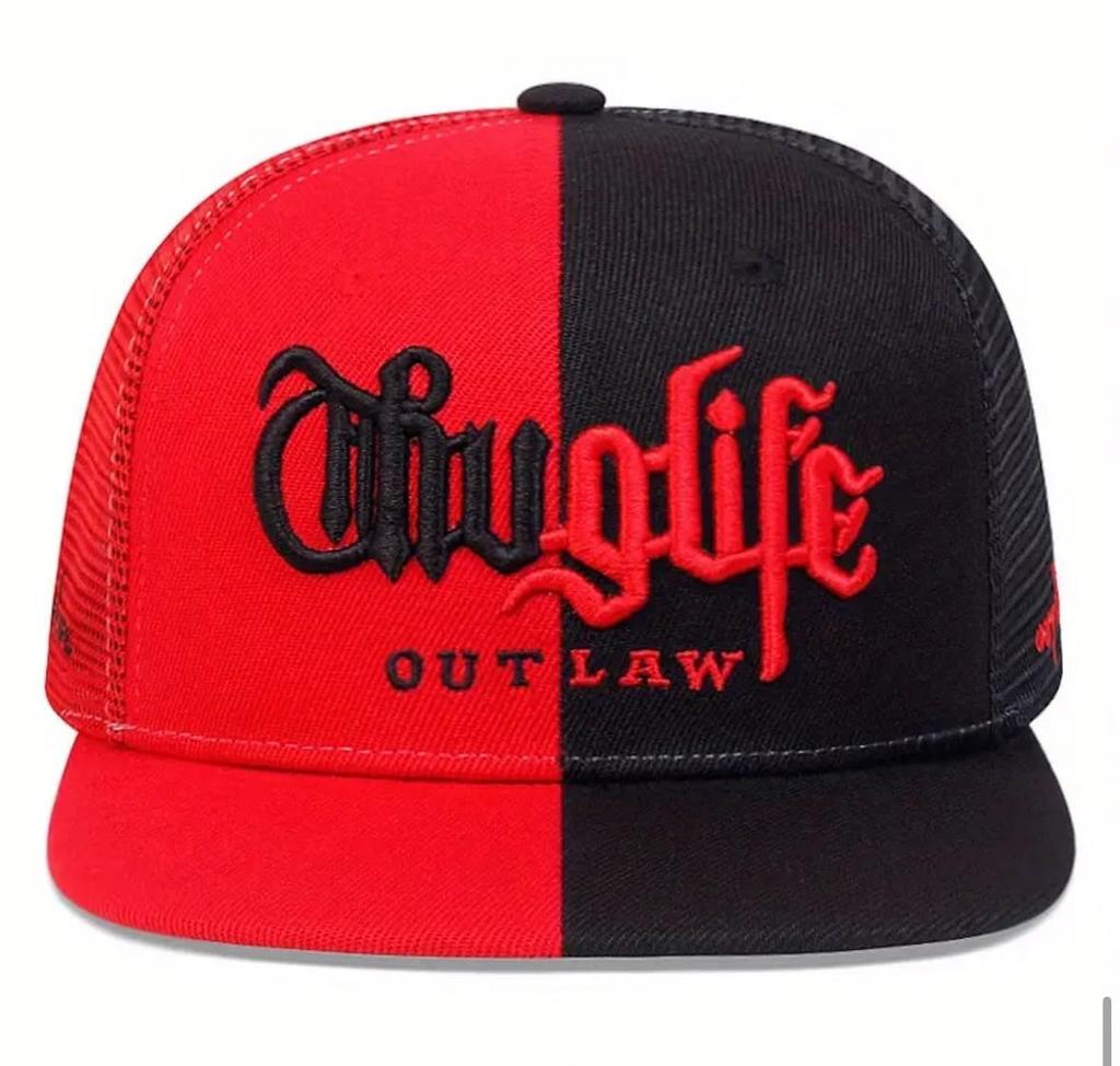 [sproutsy] Men's Hip Hop Mesh Cap, Snapback (Red + Black)